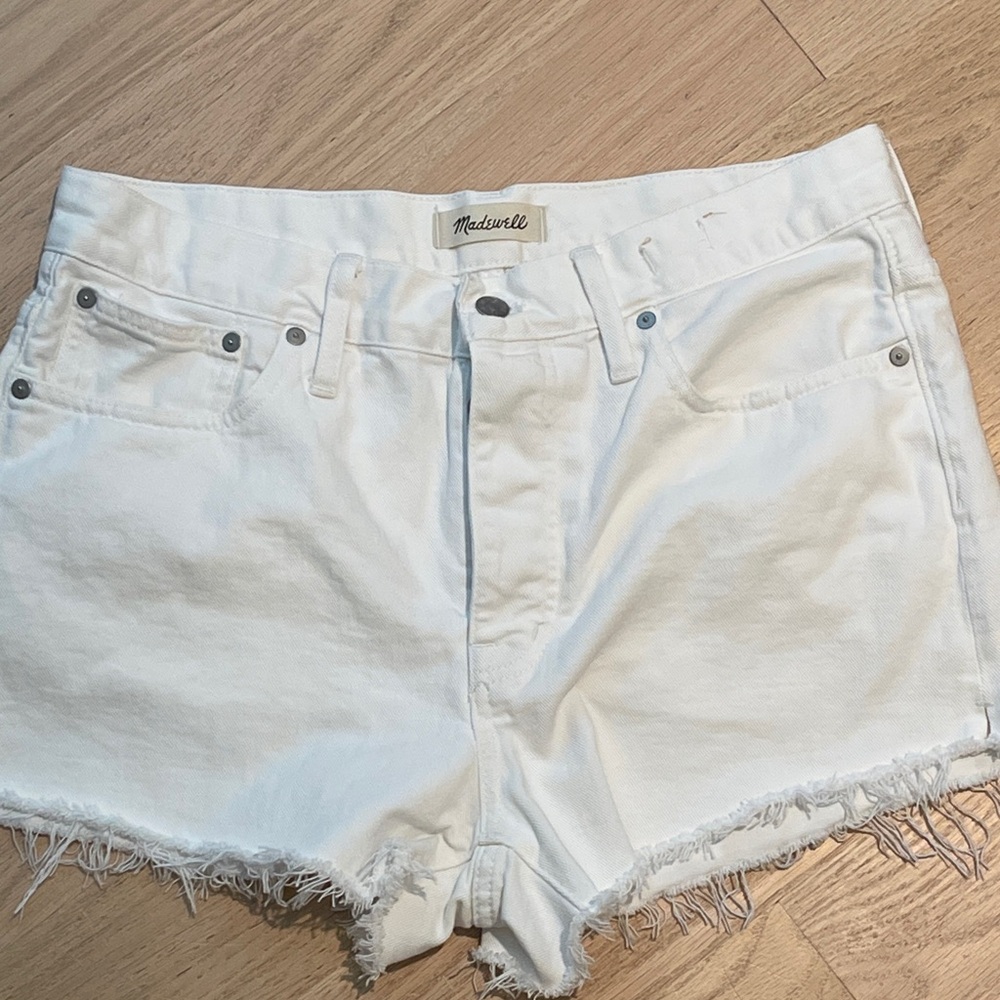 Madewell white jean shorts